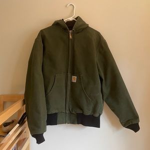 Carhartt Duck Canvas Hoodie Green Thermal